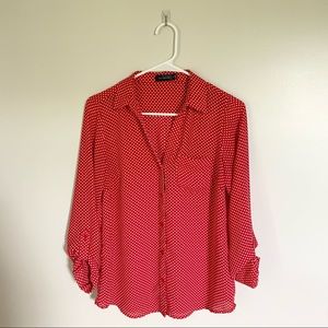 Limited | Red Blouse with White Polka Dots | Sz S